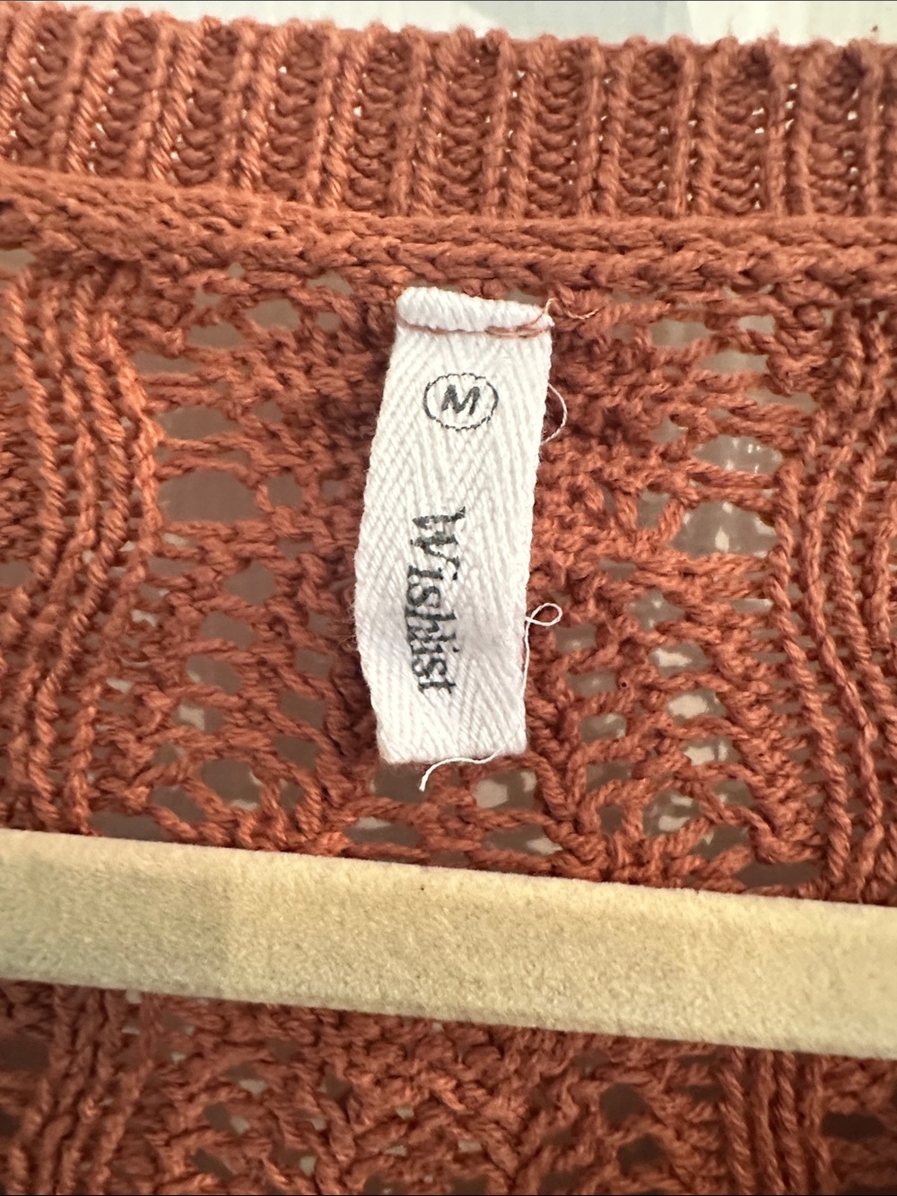 Wishlist Crochet look Open-Knit V-Neck Sweater in Burnt Orange - Picture 2 of 6